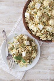 Orzo with Lemon, Brie and Toasted Pine Nuts