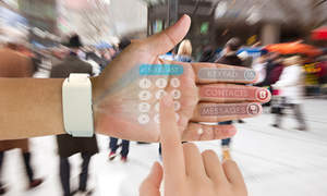 eyeHand -the first wearable smartphone that turns the hand and fingers into a dynamic touchscreen display.