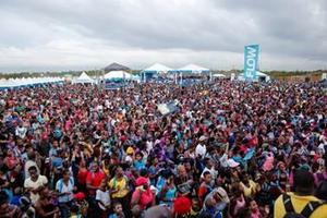 A section of the large crowd, which gathered at the JamWorld Entertainment Centre for the seventh staging of FLOW Skool Aid 2016.