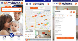 Screenshots of Ohmyhome, the real estate mobile application which lets users buy, sell or rent HDB flats on their own