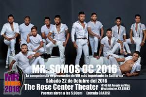 Mr. SOMOS OC competition, which will take place at 6 p.m. on Saturday, October 22 at The Rose Center Theatre located at 14140 All American Way, Westminster, 92683.