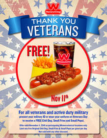 Wienerschnitzel Honors Veterans with Free Chili Dog Meal on November 11