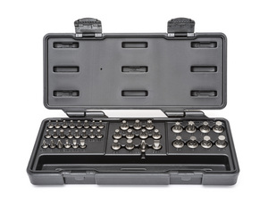 
Today GearWrench announced nationwide availability of three Ratcheting Wrench Insert Bit sets. Shown above is the 41-Piece Master Set, SKU 81602. 
