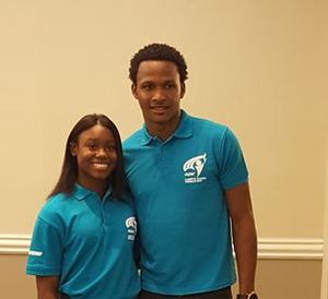 Flow's Brand Ambassadors and Olympians - Trinidad & Tobago's Khalifa St Fort and Jaheel Hyde of Jamaica