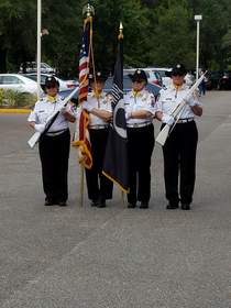 The Safety Harbor, Fla. American Legion Color Guard before the opening presentation.