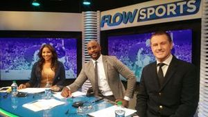 The cast of Flow Sports Premier Weekly, from left to right: Nadine Liverpool, Jason Roberts and Terry Fenwick