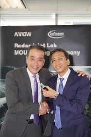 David Poon (right), MD, Infineon Technologies Hong Kong Limited and Esmond Wong, VP, Supplier Marketing - Semiconductor for Arrow Asia-Pacific to announce setting up a joint lab to accelerate technical know-how for deploying radar sensing technology.