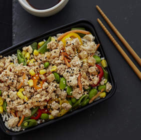 Hong Kong Chicken Unfried Rice is just one of Fitlife Foods' all-natural, made-from-scratch menu items that are available for home delivery.