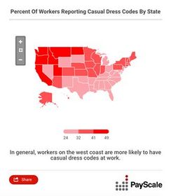 Percent Of Workers Reporting Casual Dress Codes By State