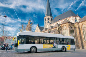 A Microvast-powered electric bus operating in Belgium. Microvast e-buses have collectively traveled over 1 billion kilometers in 100 cities in six countries.