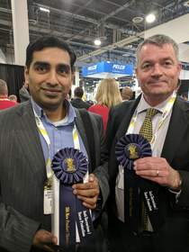 Patriot One Exec's (L) Dinesh Kandanchatha, CTO (R) Martin Cronin, CEO -- Winners of Anti-Terrorism / Force Protection category, New Product Showcase at ISC West Security Industry event in Las Vegas, NV.