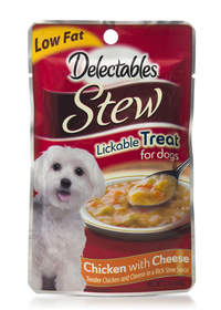 Delectables Stew Lickable Treats are available in four varieties including Chicken with Cheese.