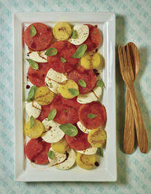 Watermelon Caprese Salad with Balsamic Vinegar Reduction