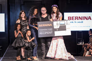 BERNINA Fashion Fund winner, Chasity Sereal (along with her two daughters) received a BERNINA 560 sewing machine during the Fashion X Dallas Noir Runway event.