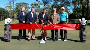 Innisbrook has completed the renovation of the putting surface on all 18 greens on its popular North Course. From left to right: Skip Alford, President & CEO Palm Harbor Chamber of Commerce; Innisbrook Director of Golf Bobby Barnes; Innisbrook Managing Director Mike Williams and Tarpon Springs Mayor Chris Alahouzos.